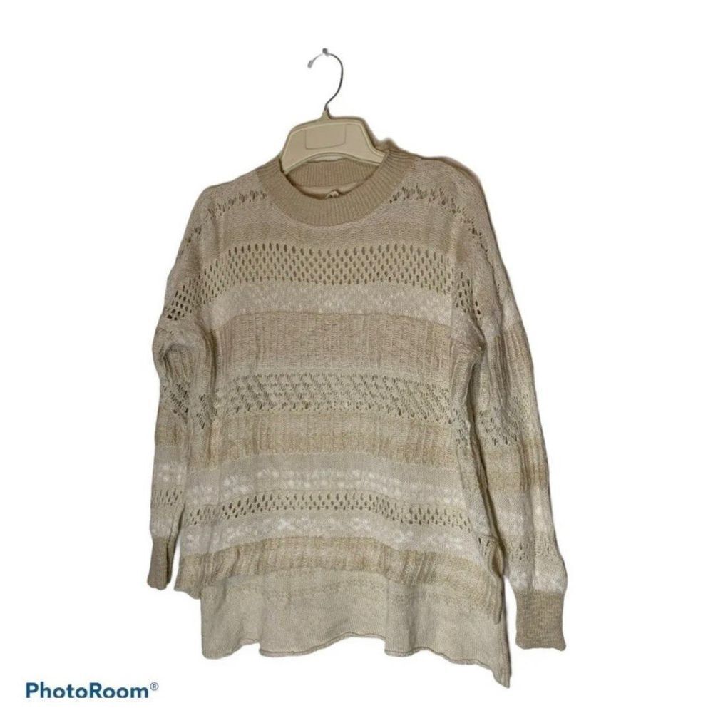 Billabong Sweater Open Weave Knit Beige Womens Size S Boho Y2K